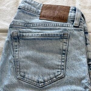 Aeropostale Light Blue Denim Jeans with Leather Waist Patch